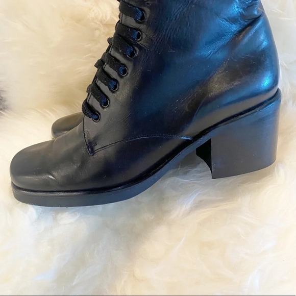 Robert Clergerie Lace Up Square Toe Vintage Style Boot Made in France 7.5 - Picture 3 of 12